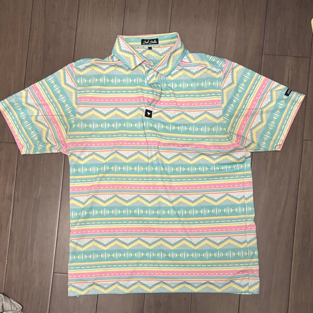 Bad Birdie Pastel Striped Polo Shirt